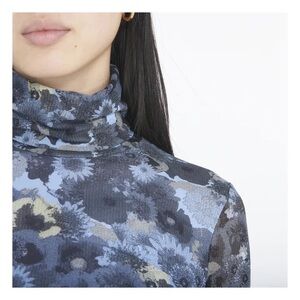 GANNI - Lined Floral Turtleneck Top